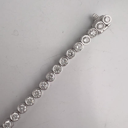 14k White Gold G-H SI Diamond 44 Stone Bezel Set Tennis Bracelet 5.04ctw 7.00"