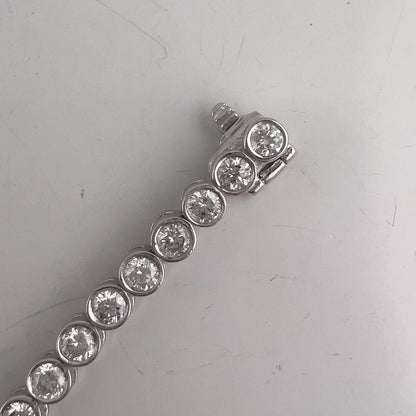 14k White Gold G-H SI Diamond 44 Stone Bezel Set Tennis Bracelet 5.04ctw 7.00"