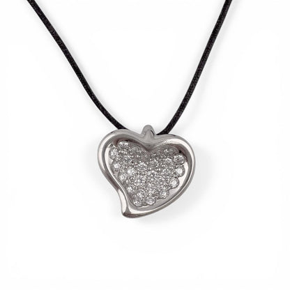 Tiffany & Co. Elsa Peretti Full Heart Platinum Pave Diamond Pendant 0.35ctw 16"