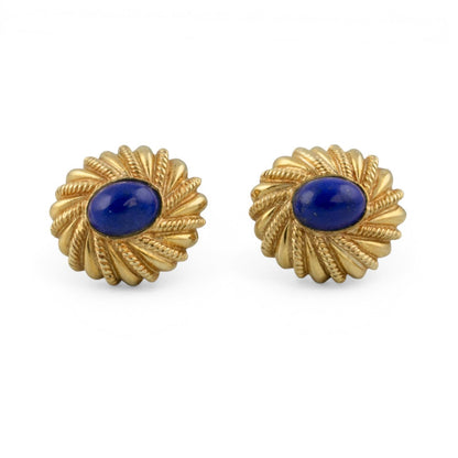 Tiffany & Co. Schlumberger 18k Yellow Gold Cabochon Lapis Lazuli Cufflinks 15g