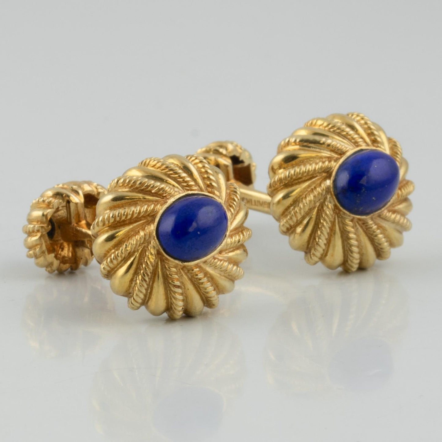Tiffany & Co. Schlumberger 18k Yellow Gold Cabochon Lapis Lazuli Cufflinks 15g