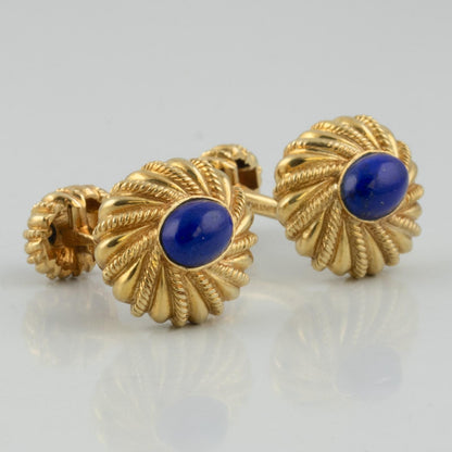 Tiffany & Co. Schlumberger 18k Yellow Gold Cabochon Lapis Lazuli Cufflinks 15g