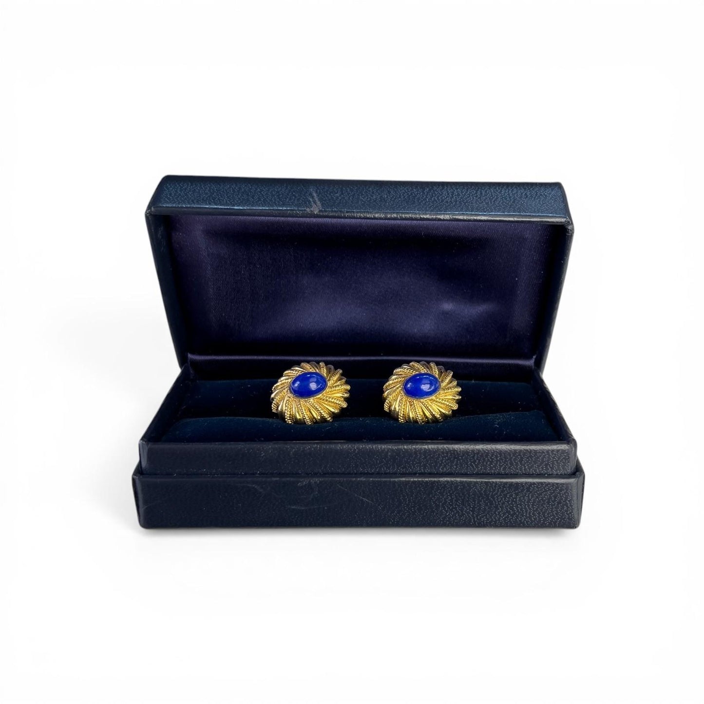 Tiffany & Co. Schlumberger 18k Yellow Gold Cabochon Lapis Lazuli Cufflinks 15g