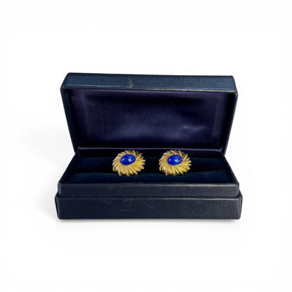 Tiffany & Co. Schlumberger 18k Yellow Gold Cabochon Lapis Lazuli Cufflinks 15g