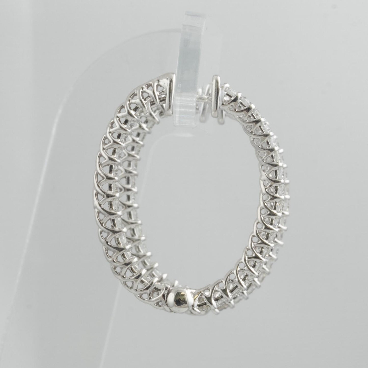 14k White Gold Diamond In & Out Hoop 1.3" Earrings 2.09ctw H VS - Snap Closure