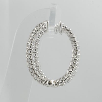 14k White Gold Diamond In & Out Hoop 1.3" Earrings 2.09ctw H VS - Snap Closure