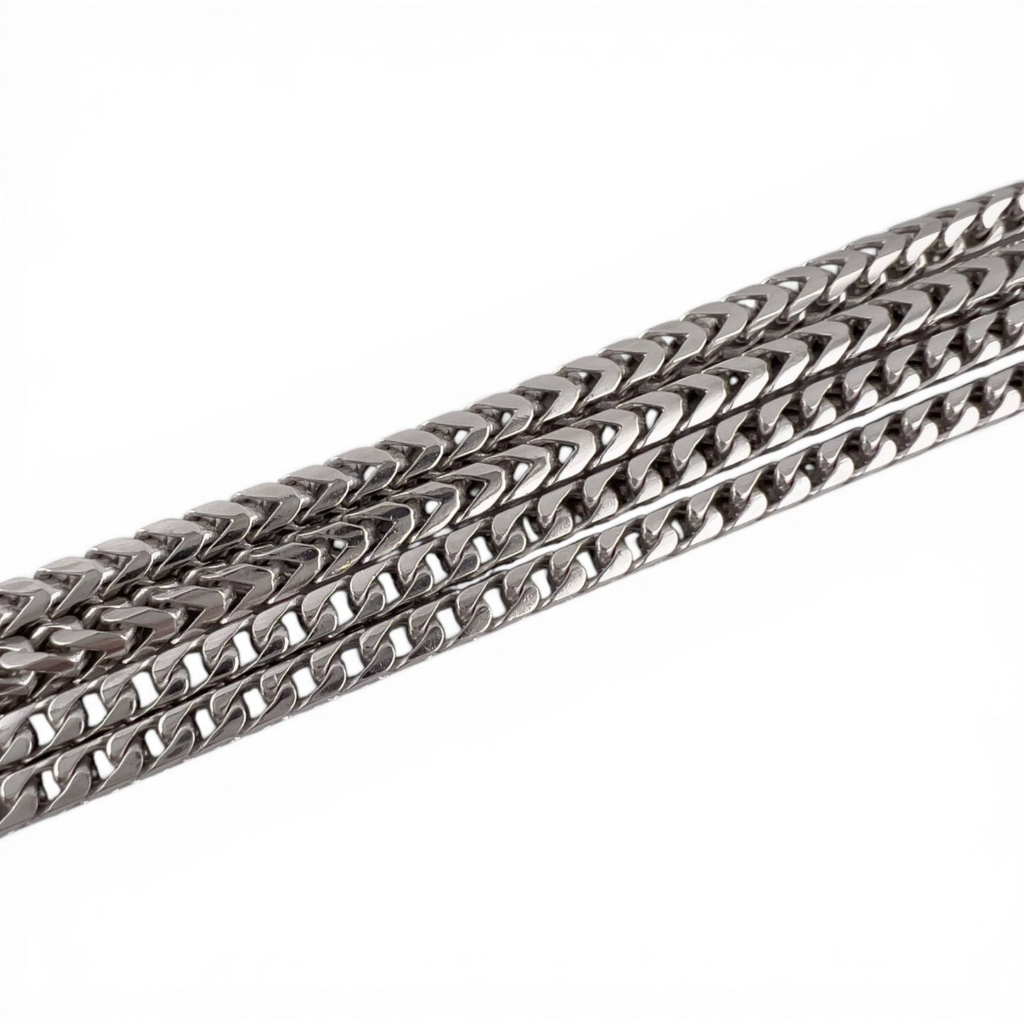 14k White Gold Franco Link 2.25mm Boxy Cuban Chain Necklace 29.5" 24.1g