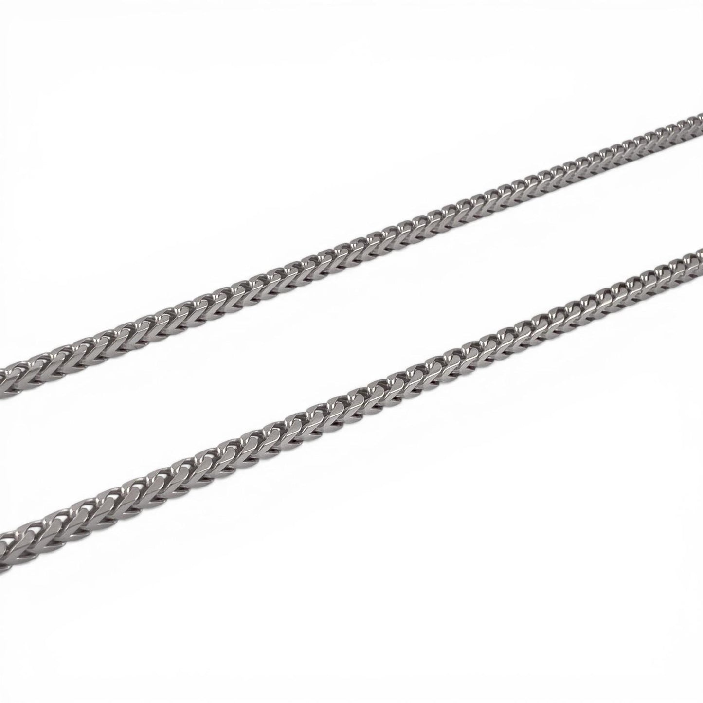 14k White Gold Franco Link 2.25mm Boxy Cuban Chain Necklace 29.5" 24.1g