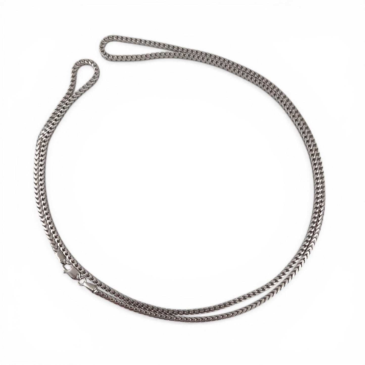 14k White Gold Franco Link 2.25mm Boxy Cuban Chain Necklace 29.5" 24.1g