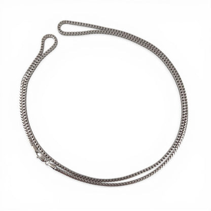 14k White Gold Franco Link 2.25mm Boxy Cuban Chain Necklace 29.5" 24.1g