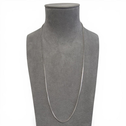 14k White Gold Franco Link 2.25mm Boxy Cuban Chain Necklace 29.5" 24.1g