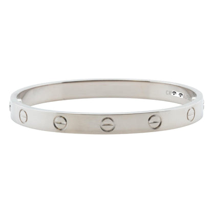 Cartier Love Classic 18k White Gold Bracelet Size 16 RECEIPT BOX & CERT 2016