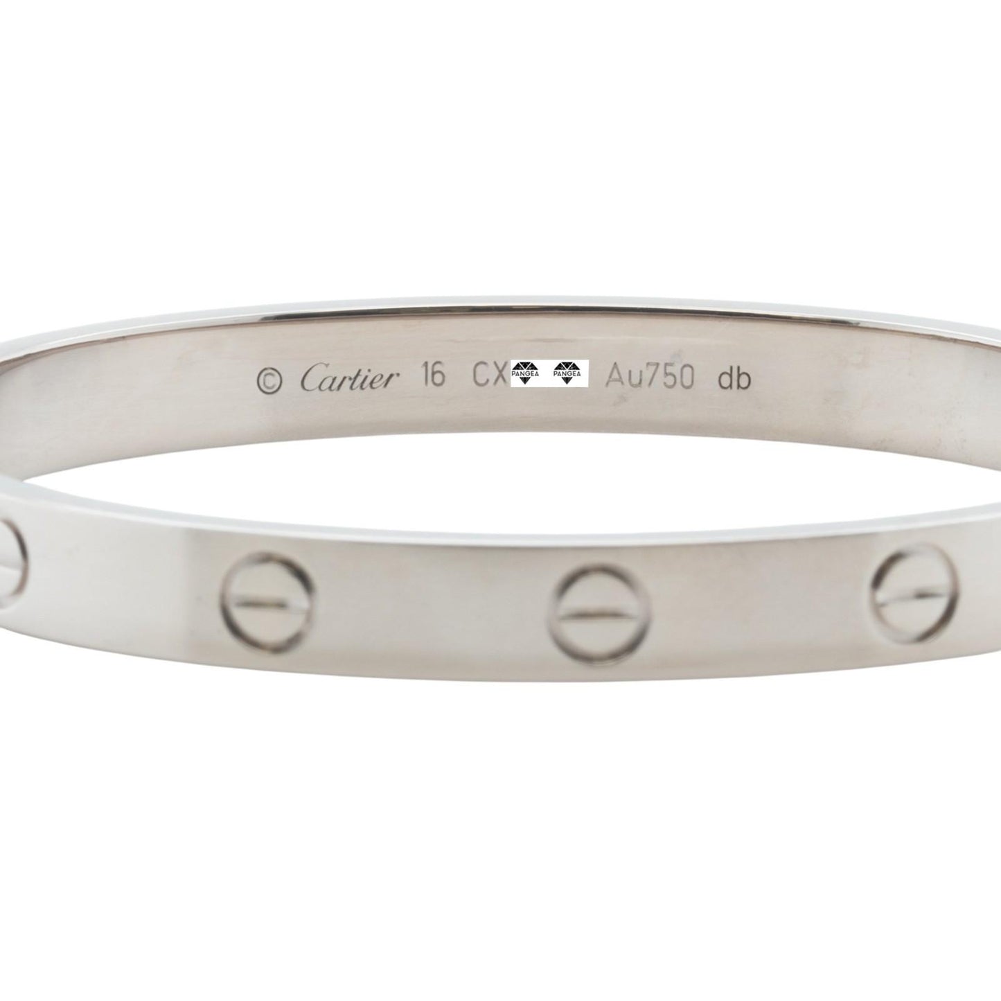 Cartier Love Classic 18k White Gold Bracelet Size 16 RECEIPT BOX & CERT 2016