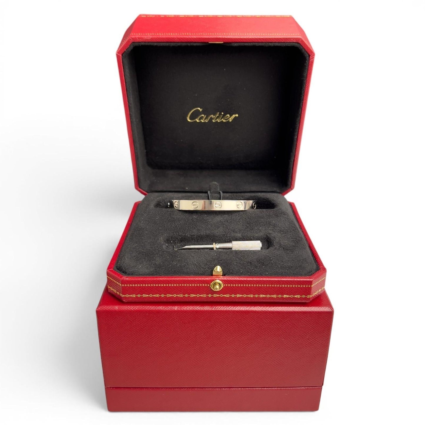 Cartier Love Classic 18k White Gold Bracelet Size 16 RECEIPT BOX & CERT 2016