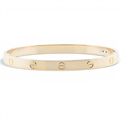 Cartier LOVE 18k Yellow Gold Bangle Bracelet Size 20 POUCH & SERVICE RECIEPT