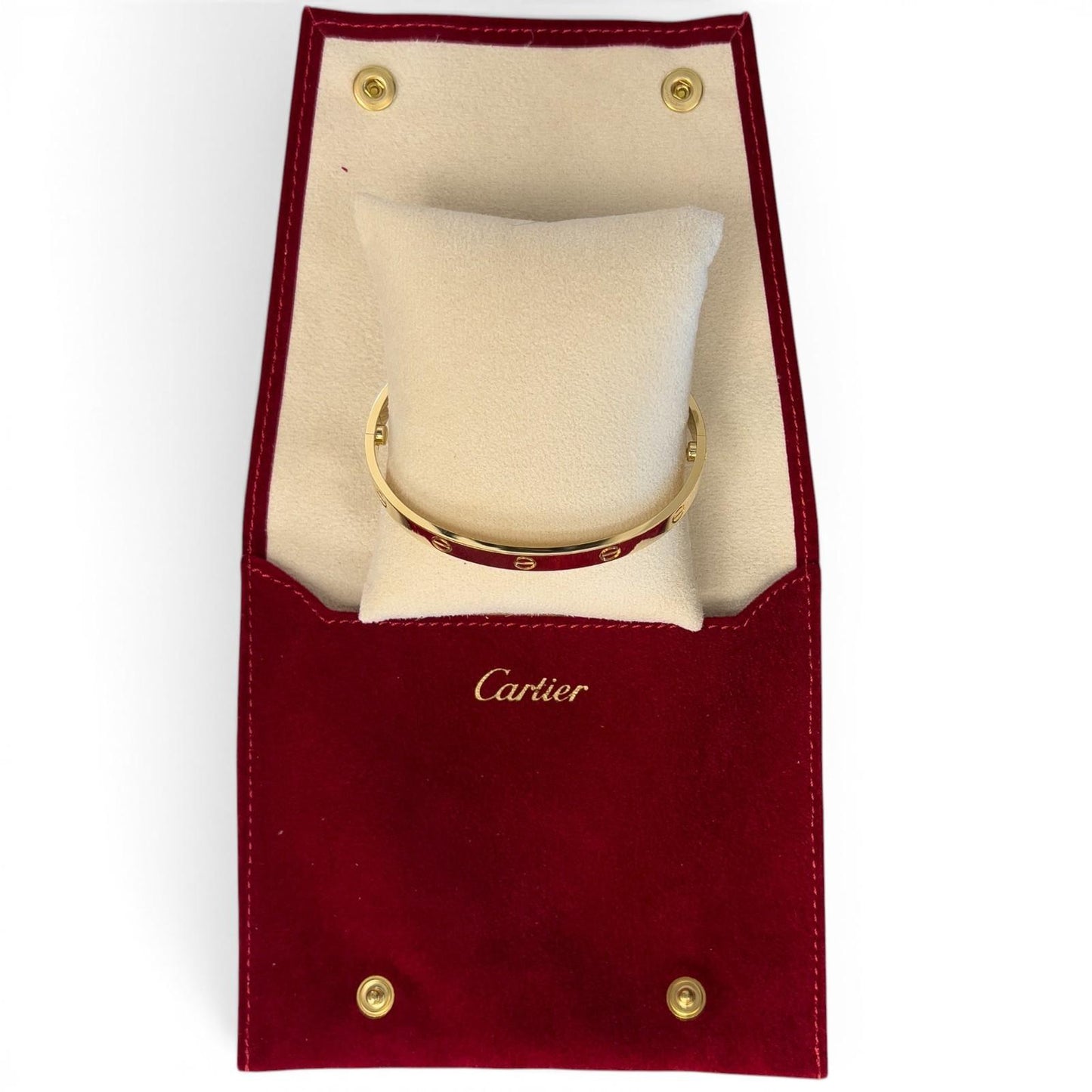 Cartier LOVE 18k Yellow Gold Bangle Bracelet Size 20 POUCH & SERVICE RECIEPT