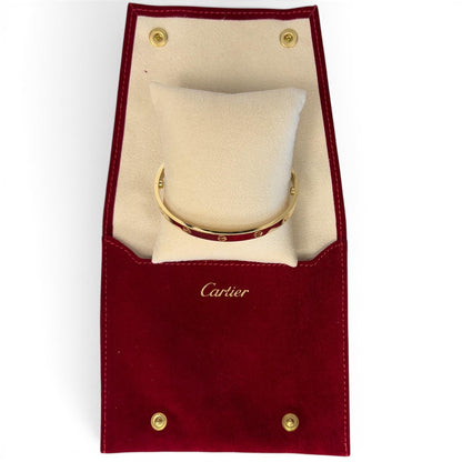 Cartier LOVE 18k Yellow Gold Bangle Bracelet Size 20 POUCH & SERVICE RECIEPT