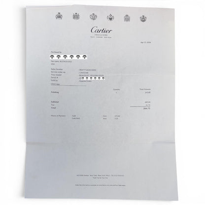 Cartier LOVE 18k Yellow Gold Bangle Bracelet Size 20 POUCH & SERVICE RECIEPT