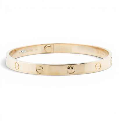 Cartier LOVE 18k Yellow Gold Bangle Bracelet Size 20 POUCH & SERVICE RECIEPT