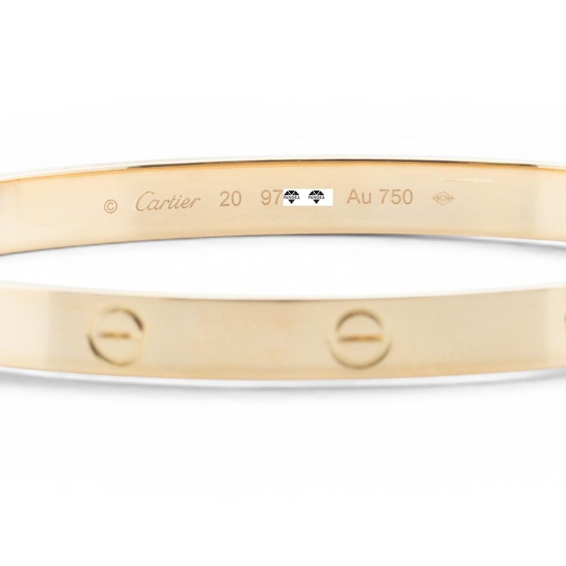 Cartier LOVE 18k Yellow Gold Bangle Bracelet Size 20 POUCH & SERVICE RECIEPT