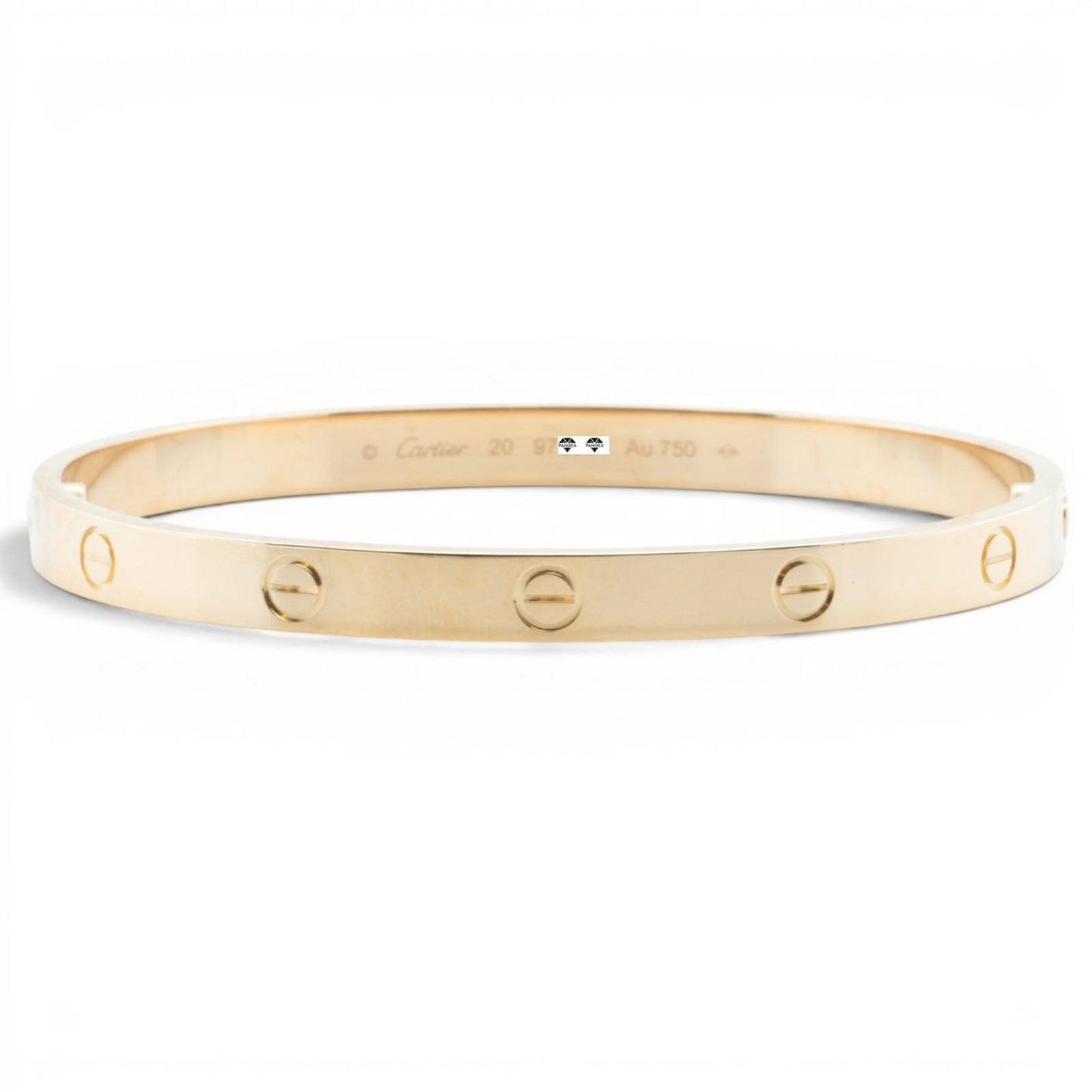 Cartier LOVE 18k Yellow Gold Bangle Bracelet Size 20 POUCH & SERVICE RECIEPT