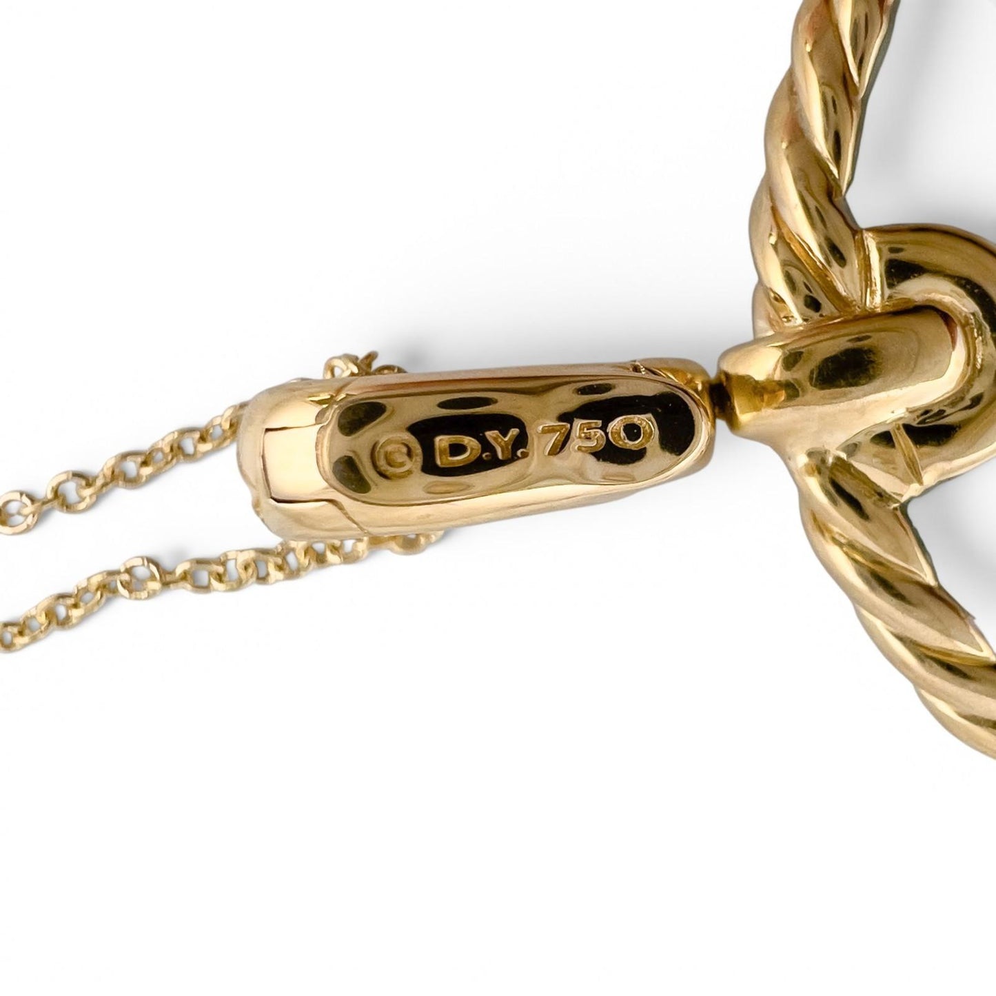 David Yurman Elements Reversible Onyx MOP 18k Gold 28mm Amulet Necklace 18"