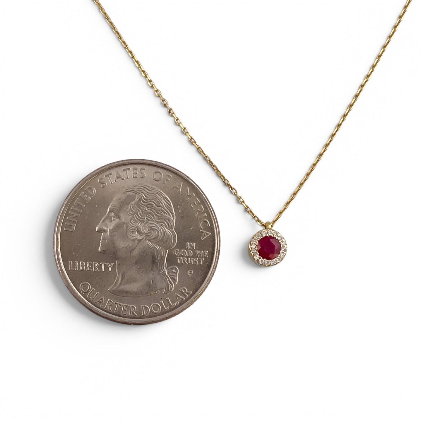 18k Yellow Gold 0.56ctw Ruby Diamond Halo Necklace & Earrings Set 0.15ctw F-G SI