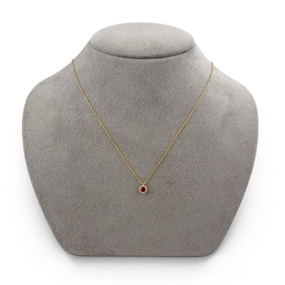 18k Yellow Gold 0.56ctw Ruby Diamond Halo Necklace & Earrings Set 0.15ctw F-G SI