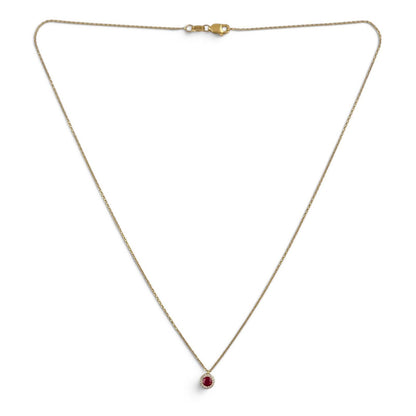 18k Yellow Gold 0.56ctw Ruby Diamond Halo Necklace & Earrings Set 0.15ctw F-G SI