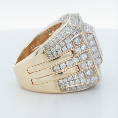 Men's 14k Yellow Gold Diamond Square Signet / Pinky Ring 6.87ctw H-I SI Size 7