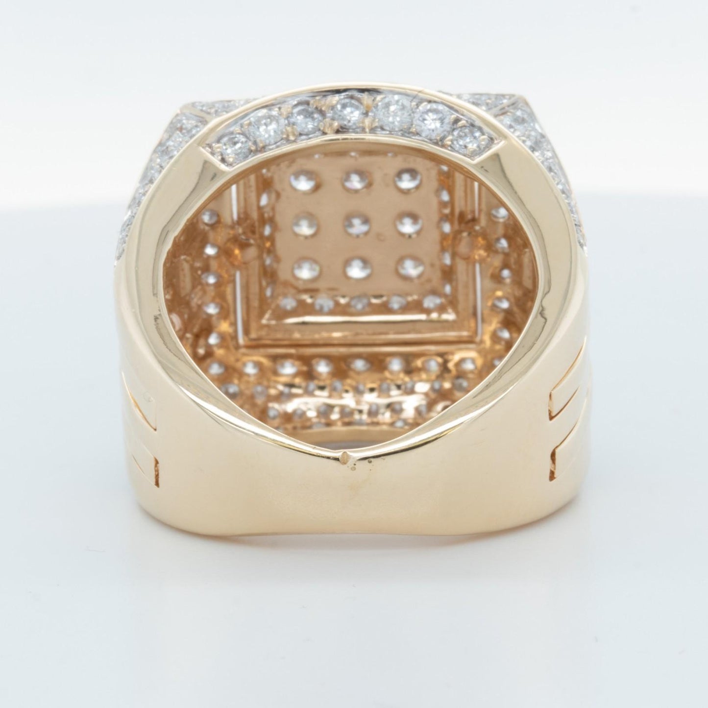 Men's 14k Yellow Gold Diamond Square Signet / Pinky Ring 6.87ctw H-I SI Size 7