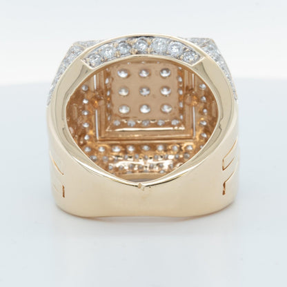 Men's 14k Yellow Gold Diamond Square Signet / Pinky Ring 6.87ctw H-I SI Size 7