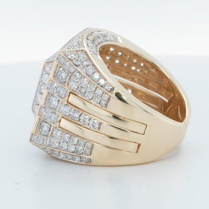 Men's 14k Yellow Gold Diamond Square Signet / Pinky Ring 6.87ctw H-I SI Size 7