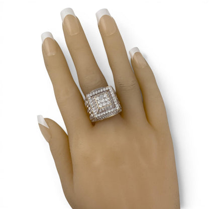 Men's 14k Yellow Gold Diamond Square Signet / Pinky Ring 6.87ctw H-I SI Size 7