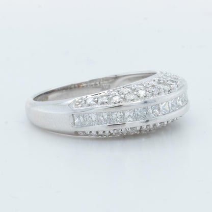 18k White Gold Princess Diamond 3 Section Band 0.82ctw H-I VS-SI 5.0g Size 7.25