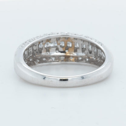 18k White Gold Princess Diamond 3 Section Band 0.82ctw H-I VS-SI 5.0g Size 7.25