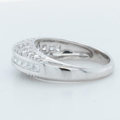 18k White Gold Princess Diamond 3 Section Band 0.82ctw H-I VS-SI 5.0g Size 7.25