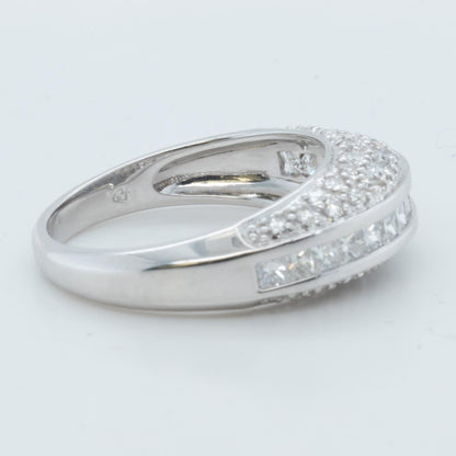 18k White Gold Princess Diamond 3 Section Band 0.82ctw H-I VS-SI 5.0g Size 7.25