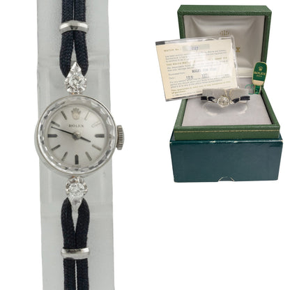 1971 Ladies Rolex 4089 14k White Gold Diamond Silver Dial 14.75mm BOX + PAPERS