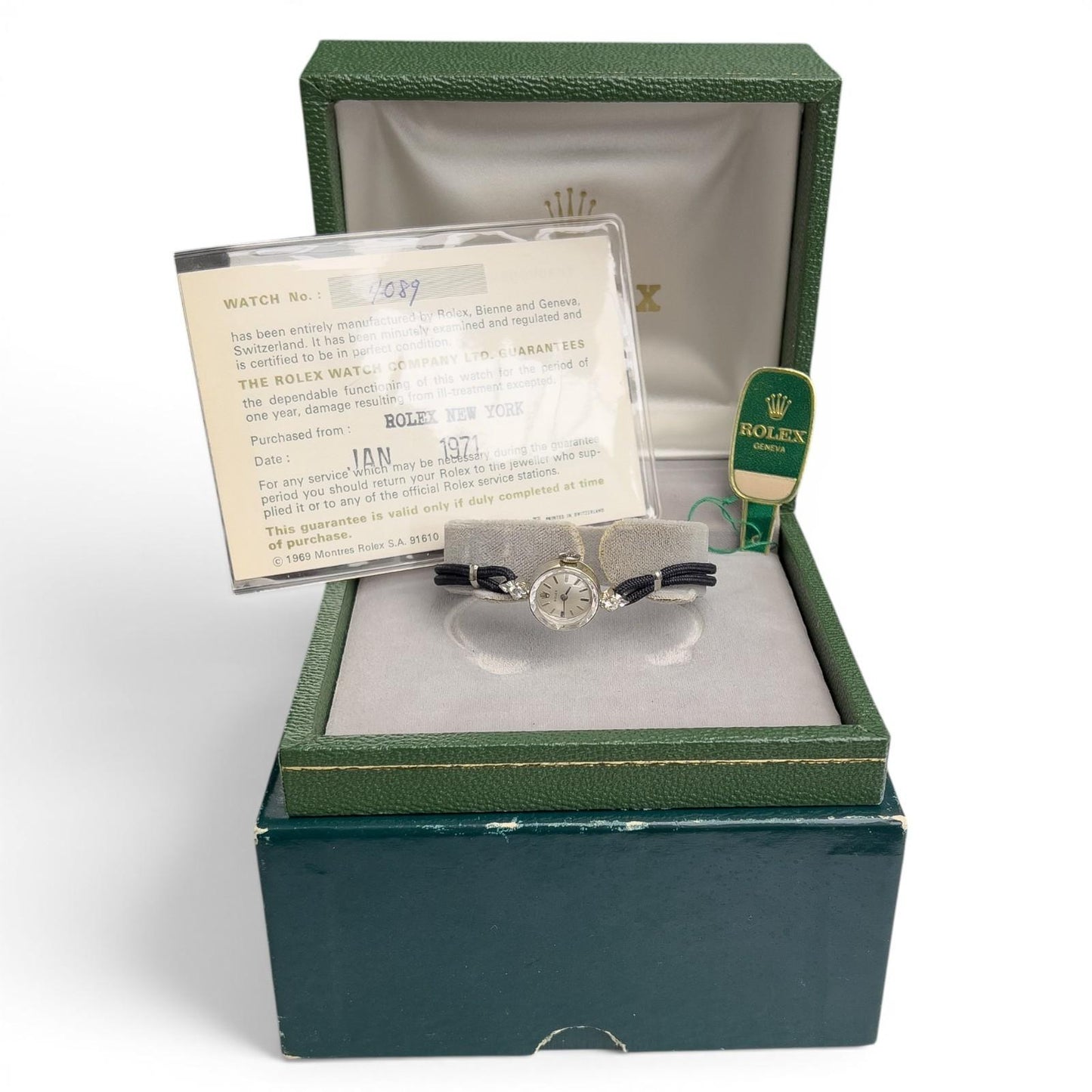 1971 Ladies Rolex 4089 14k White Gold Diamond Silver Dial 14.75mm BOX + PAPERS