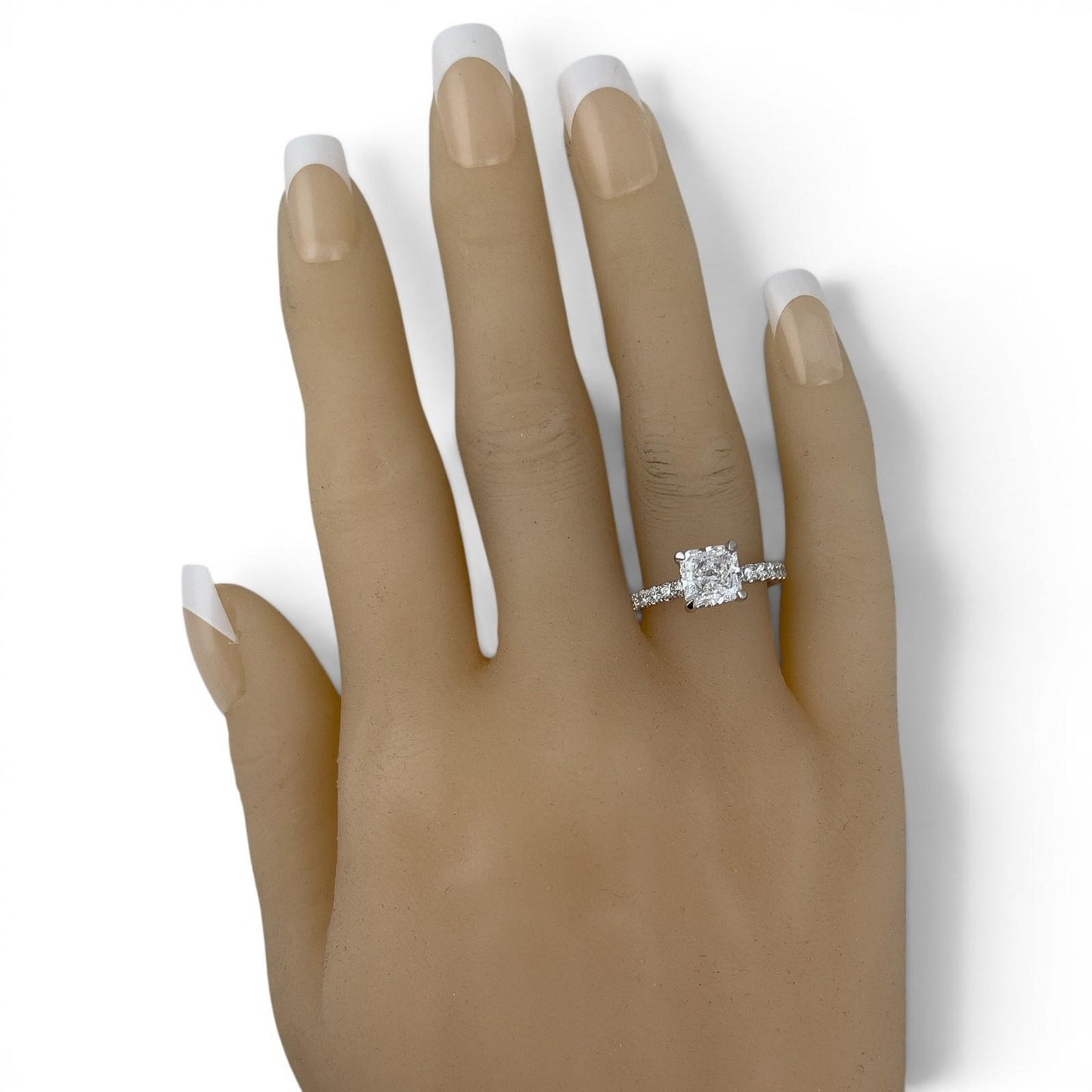 IGI 18k White Gold Lab Grown 2.00ct Princess Diamond 3/4 Shank Engagement Ring