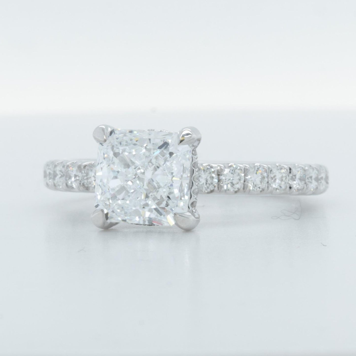 IGI 18k White Gold Lab Grown 2.00ct Princess Diamond 3/4 Shank Engagement Ring