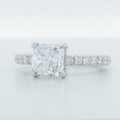 IGI 18k White Gold Lab Grown 2.00ct Princess Diamond 3/4 Shank Engagement Ring