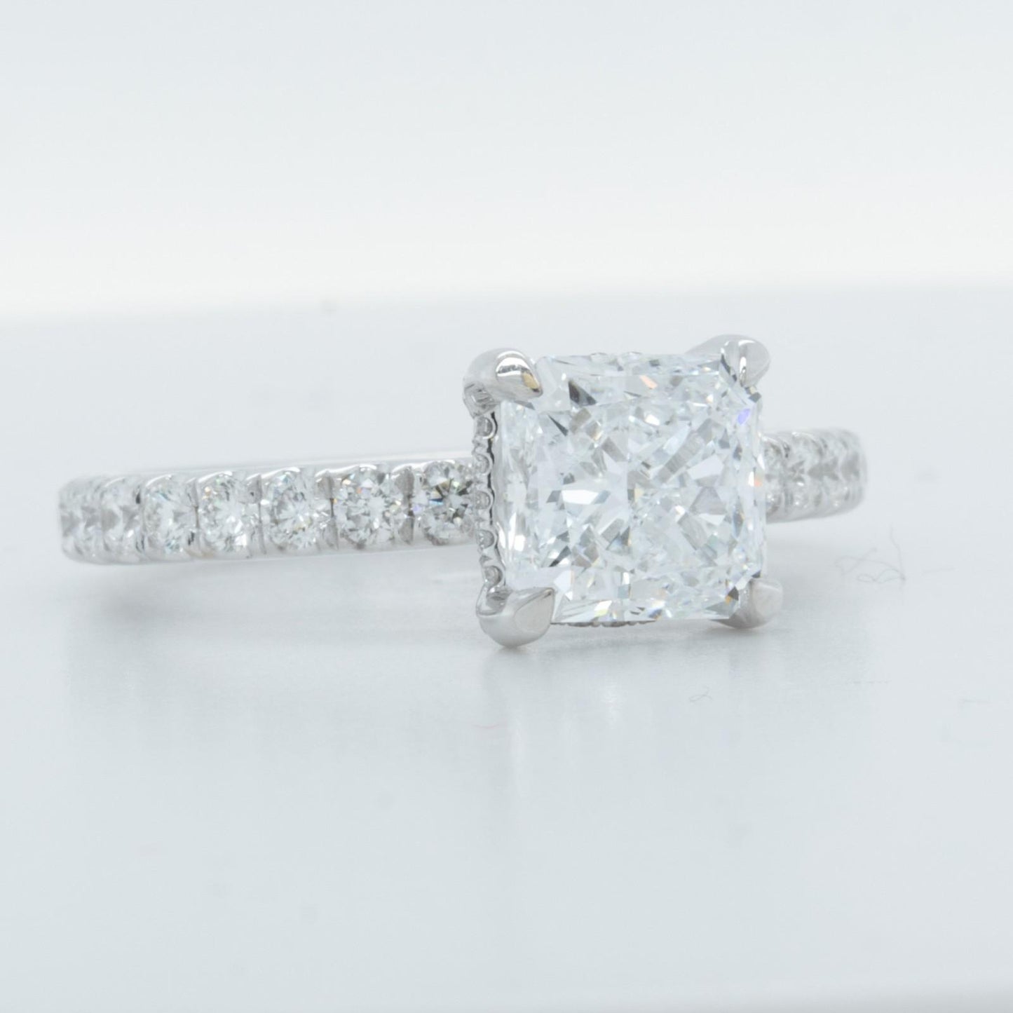 IGI 18k White Gold Lab Grown 2.00ct Princess Diamond 3/4 Shank Engagement Ring