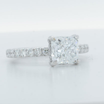 IGI 18k White Gold Lab Grown 2.00ct Princess Diamond 3/4 Shank Engagement Ring