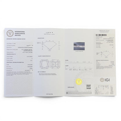 IGI 18k White Gold Lab Grown 2.00ct Princess Diamond 3/4 Shank Engagement Ring