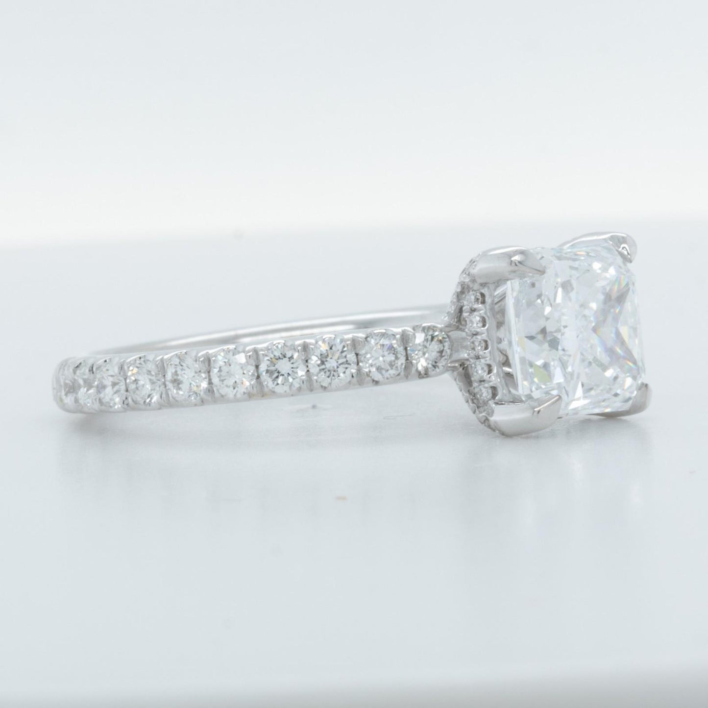 IGI 18k White Gold Lab Grown 2.00ct Princess Diamond 3/4 Shank Engagement Ring