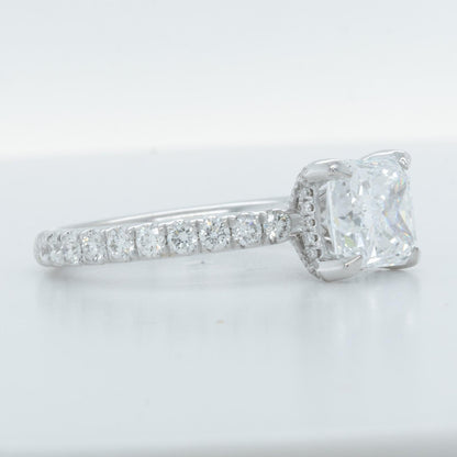 IGI 18k White Gold Lab Grown 2.00ct Princess Diamond 3/4 Shank Engagement Ring