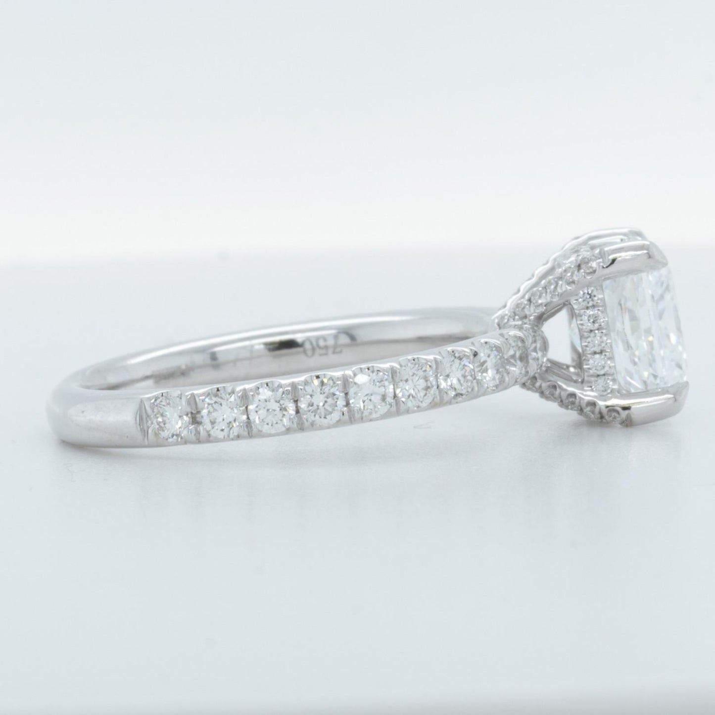 IGI 18k White Gold Lab Grown 2.00ct Princess Diamond 3/4 Shank Engagement Ring