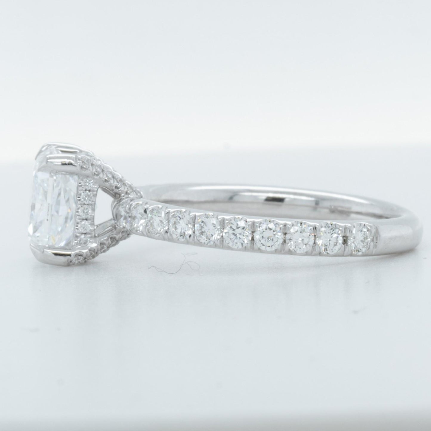 IGI 18k White Gold Lab Grown 2.00ct Princess Diamond 3/4 Shank Engagement Ring